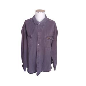 Dark brown carhartt 3 XXL tall long sleeve button front casual work wear